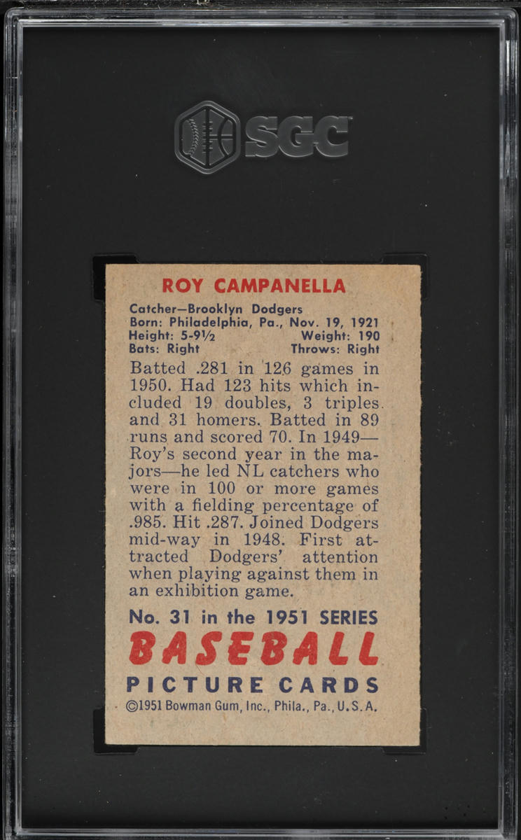 1951 Bowman Roy Campanella #31 SGC 4.5 VGEX+