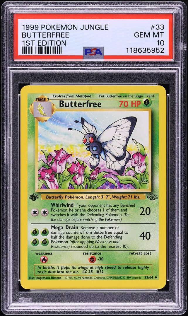 1999 Pokemon Jungle 1st Edition Butterfree #33 PSA 10 GEM MINT