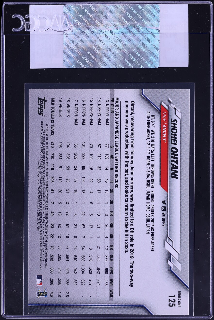 2020 Topps Shohei Ohtani #125 CGC AUTH