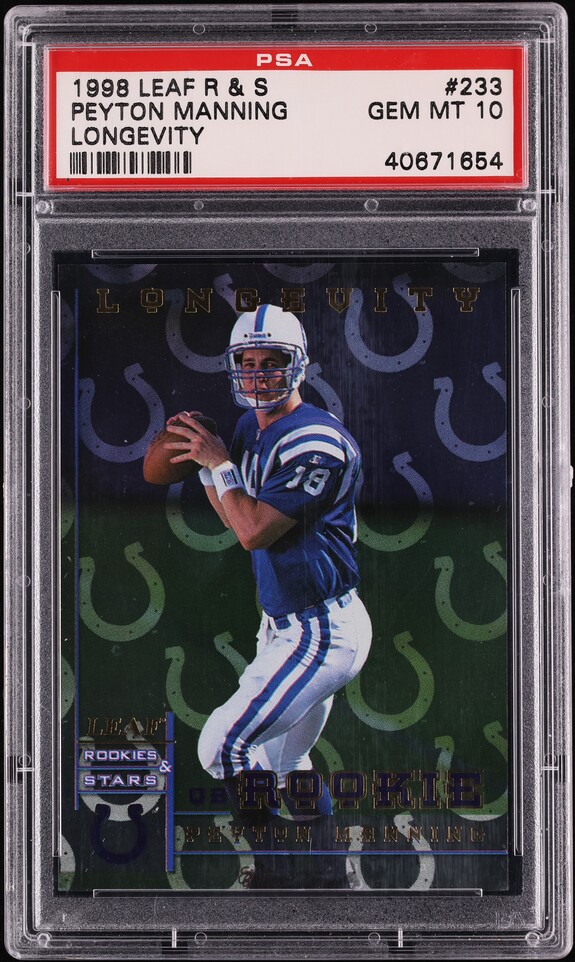 1998 Leaf Rookies & Stars Longevity Peyton Manning ROOKIE /50 #233 PSA 10 GEM