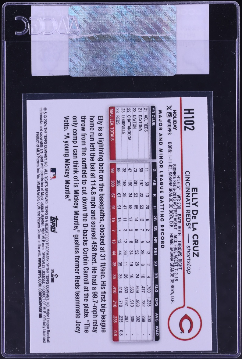 2024 Topps Holiday Variation Elly De La Cruz ROOKIE #H102 CGC AUTH