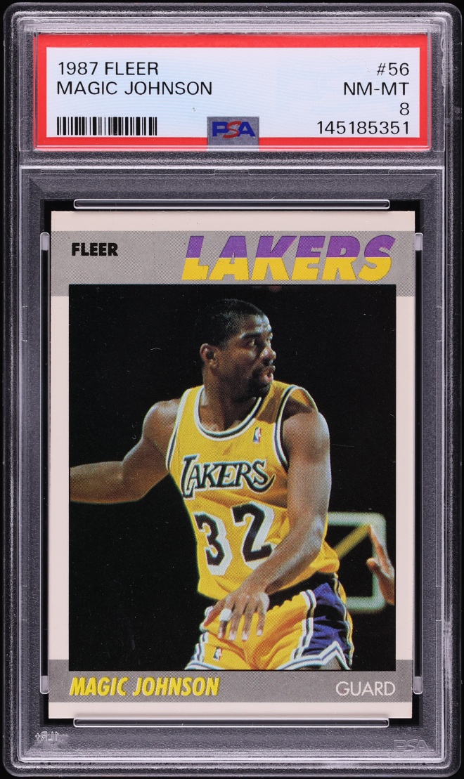 1987 Fleer Basketball Magic Johnson #56 PSA 8 NM-MT