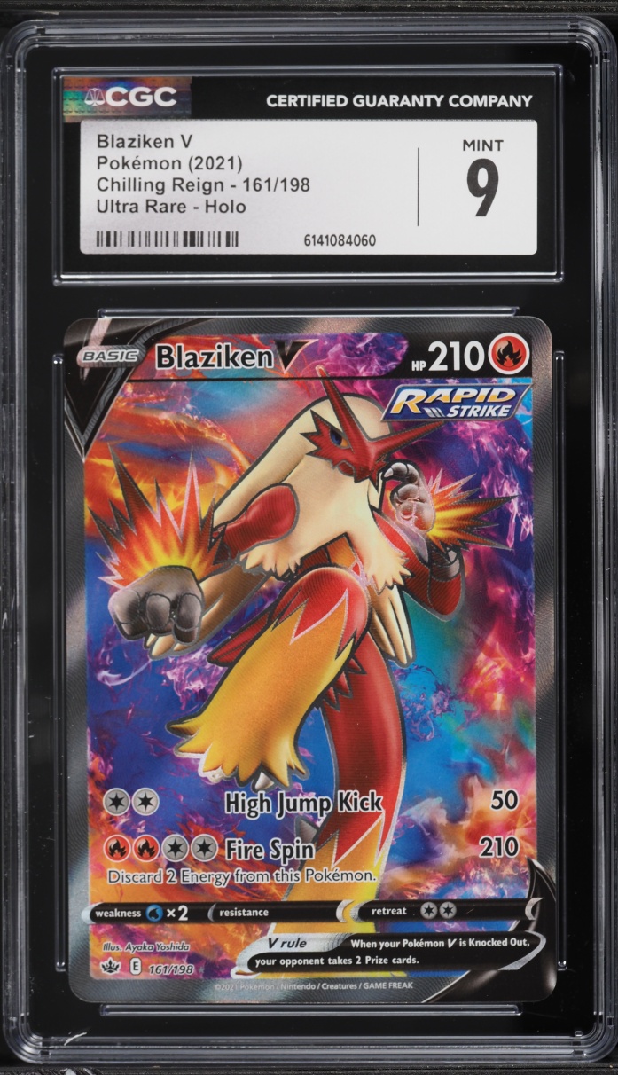 2021 Pokemon Sword & Shield Chilling Reign Full Art Blaziken V #161 CGC 9 MINT