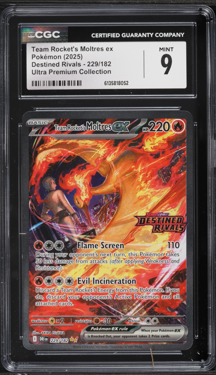 2025 Pokemon SV Destined Rivals Ultra Premium SIR Team Rocket's Moltres ex #229 CGC 9 MINT