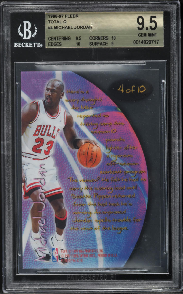 1996 Fleer Total O Michael Jordan #4 BGS 9.5 GEM MINT