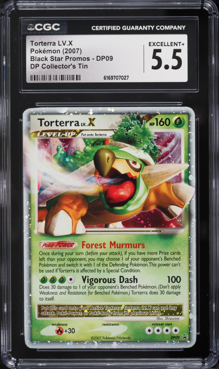 2007 Pokemon Diamond & Pearl Black Star Promo Collector's Tin Torterra LV.X #DP09 CGC 5.5 EX+