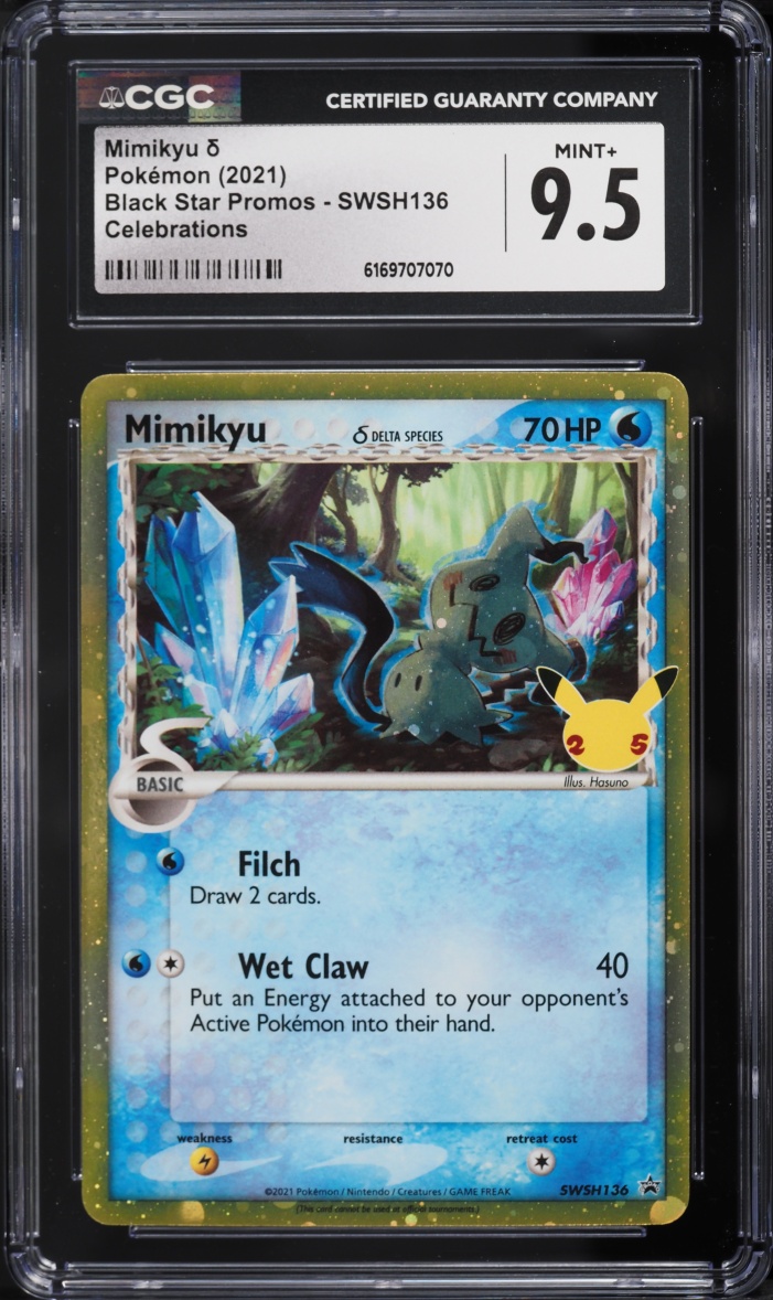 2021 Pokemon Sword & Shield Promo Celebrations Holo Mimikyu #SWSH136 CGC 9.5 MINT+