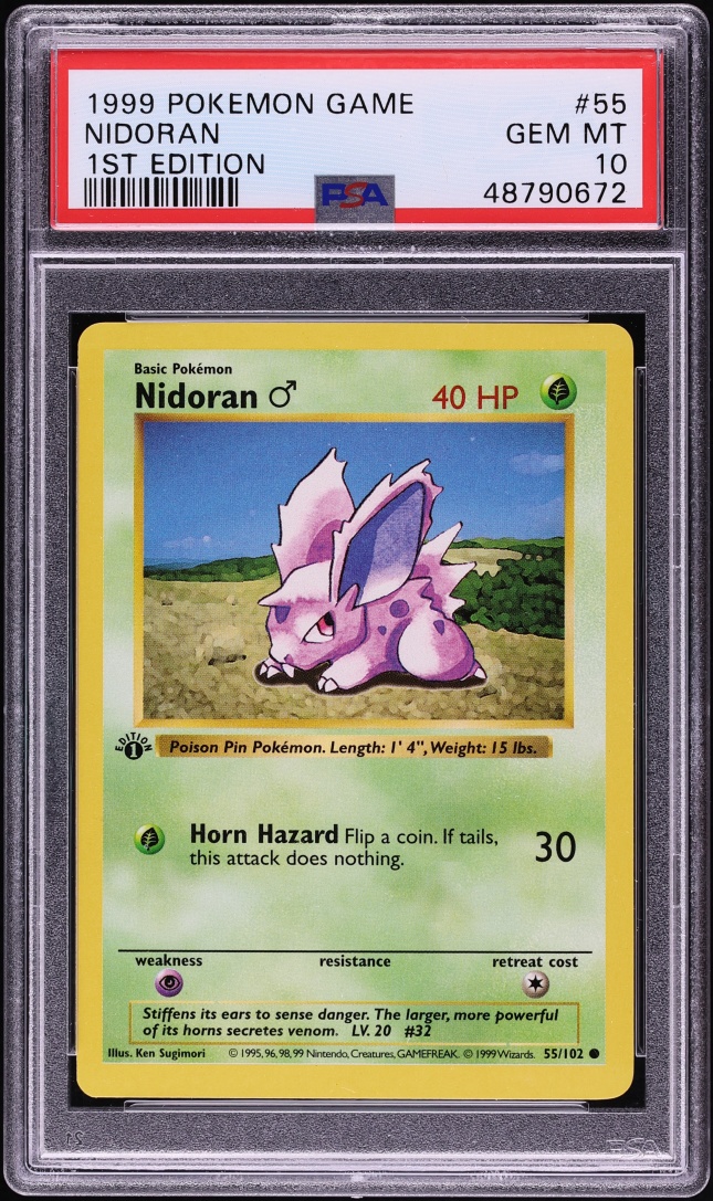 1999 Pokemon Base Set Shadowless 1st Edition Nidoran #55 PSA 10 GEM MINT