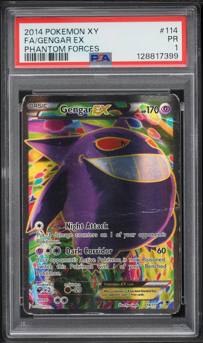 2014 Pokemon XY Phantom Forces Full Art Gengar EX #114 PSA 1 PR