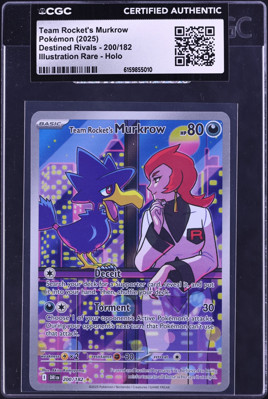 2025 Pokemon Scarlet & Violet Destined Rivals IR Team Rocket's Murkrow #200 CGC AUTH
