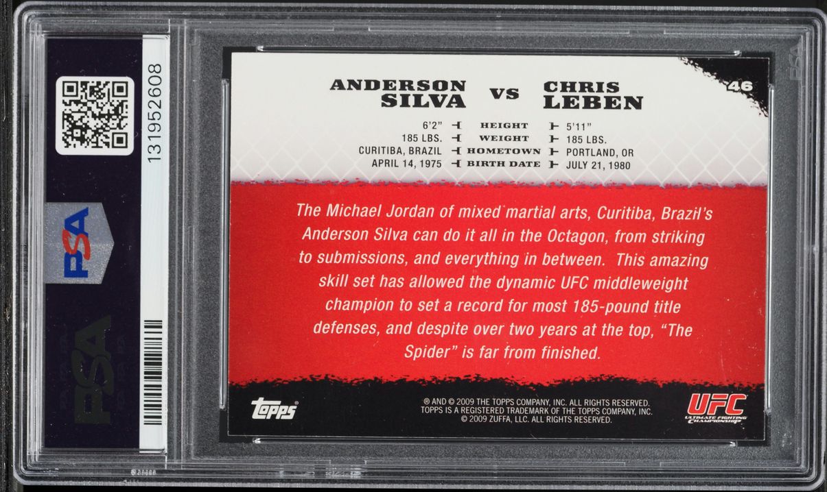 2009 Topps UFC Round 1 Anderson Silva ROOKIE #46 PSA 9 MINT