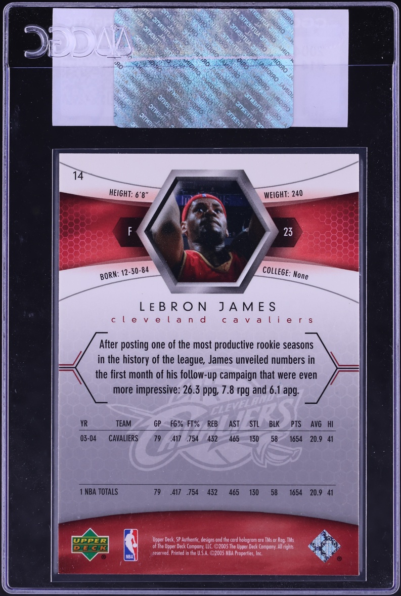 2004 SP Authentic LeBron James #14 CGC AUTH