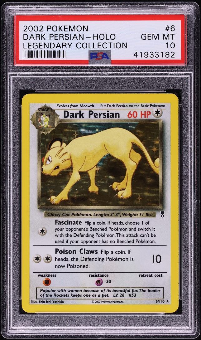 2002 Pokemon Legendary Collection Holo Dark Persian #6 PSA 10 GEM MINT