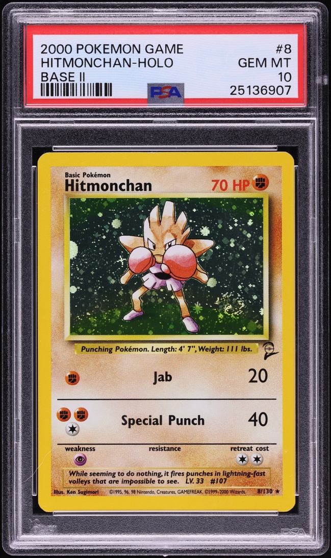 2000 Pokemon Base Set 2 Holo Hitmonchan #8 PSA 10 GEM MINT