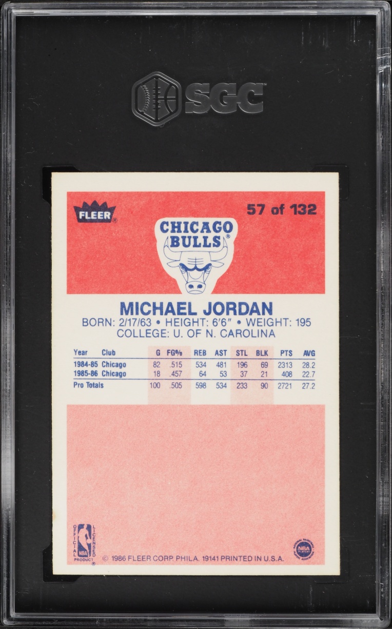 1986 Fleer Basketball Michael Jordan #57 SGC 3 VG