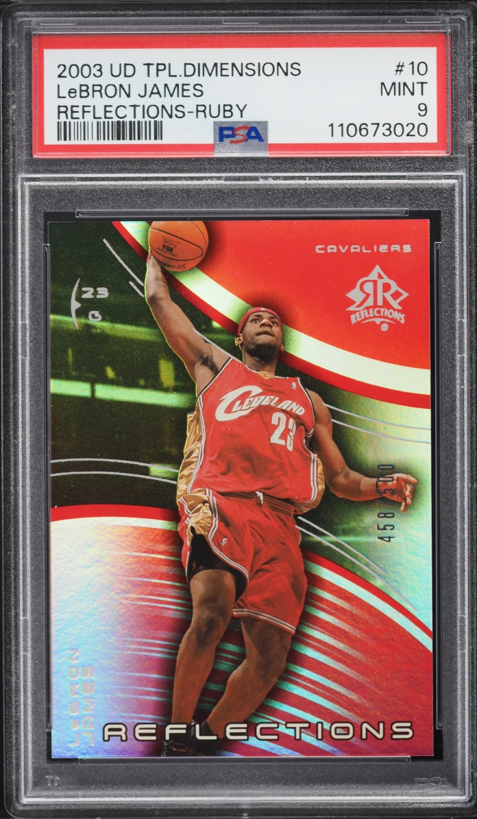 2003 UD Triple Dimensions Reflections Ruby LeBron James ROOKIE /500 #10 PSA 9 MINT