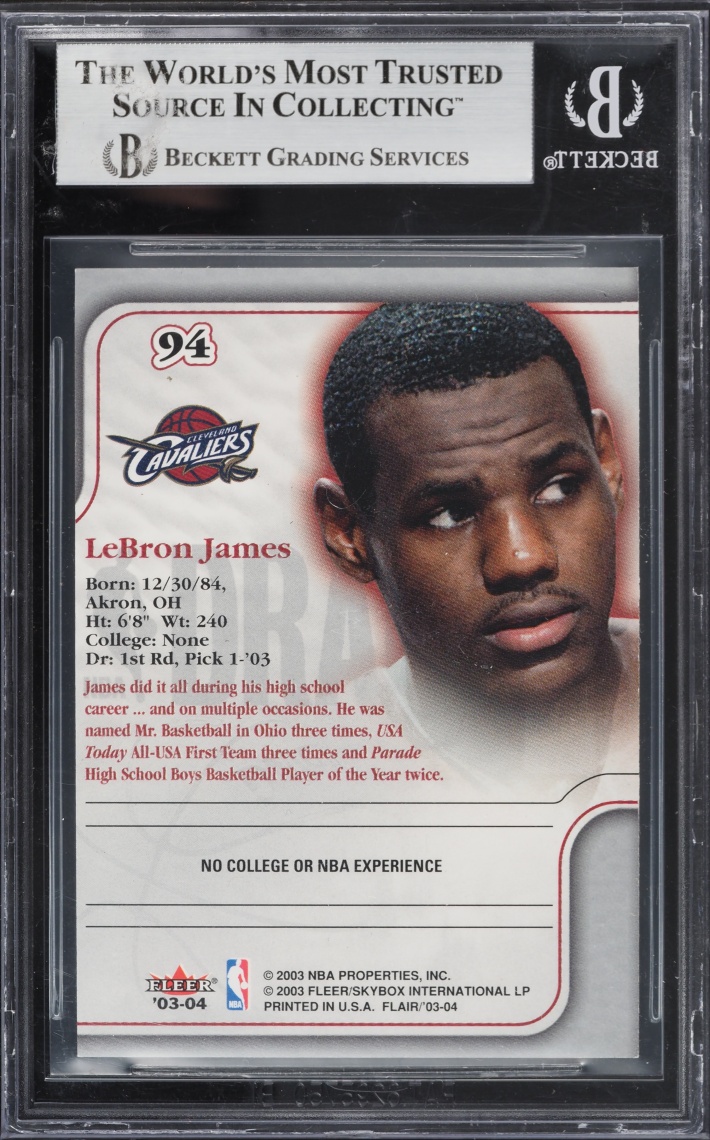 2003 Flair Basketball LeBron James ROOKIE #94 BGS 7 NRMT