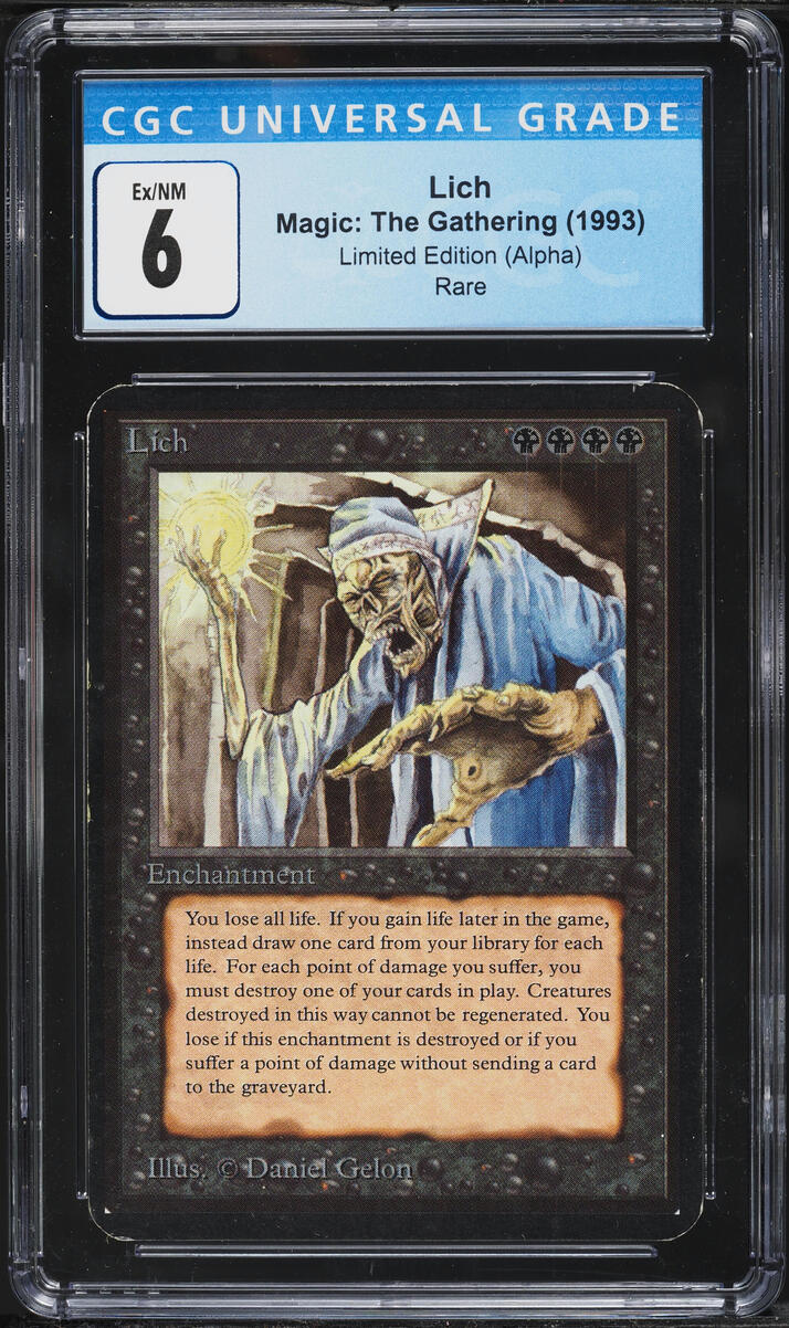 1993 Magic The Gathering MTG Alpha Lich CGC 6 EXMT