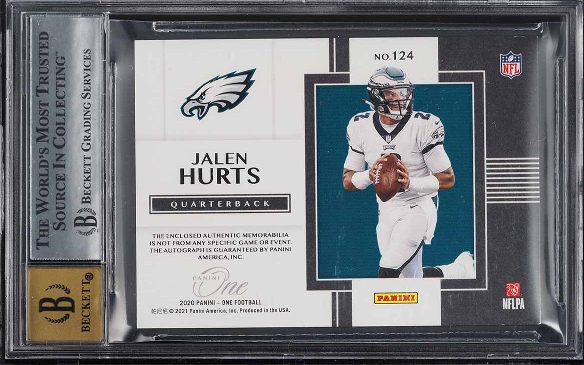 2020 Panini One Gold Jalen Hurts ROOKIE PATCH AUTO 10/10 #124 BGS 9 MINT
