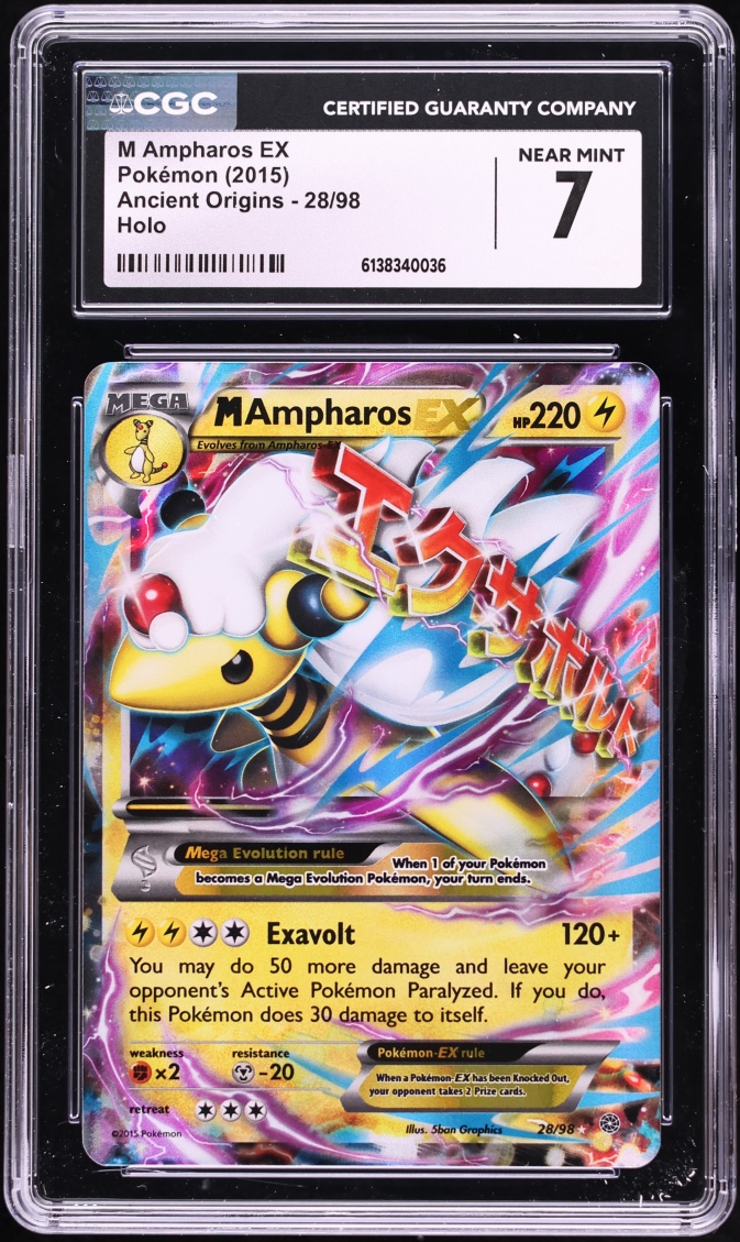 2015 Pokemon XY Ancient Origins Holo M Ampharos EX #28 CGC 7 NRMT