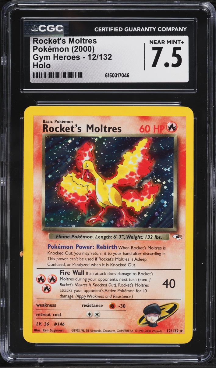 2000 Pokemon Gym Heroes Holo Rocket's Moltres #12 CGC 7.5 NRMT+