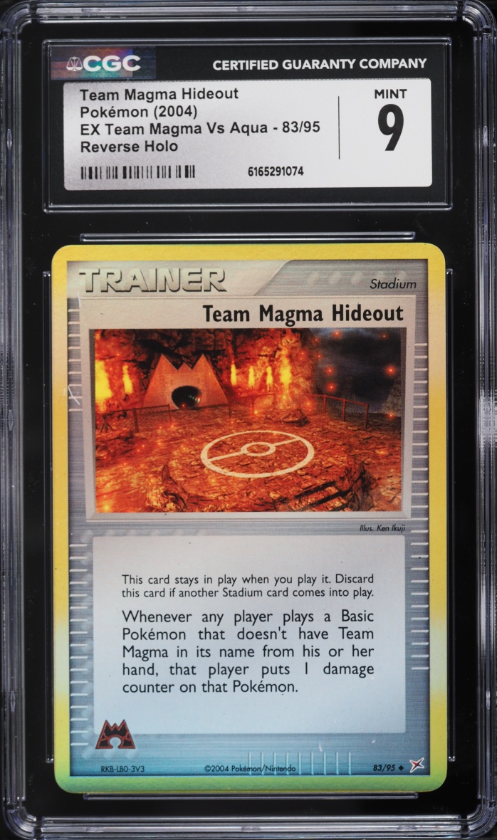2004 Pokemon EX Team Magma Vs Aqua Reverse Holo Team Magma Hideout #83 CGC 9 MINT