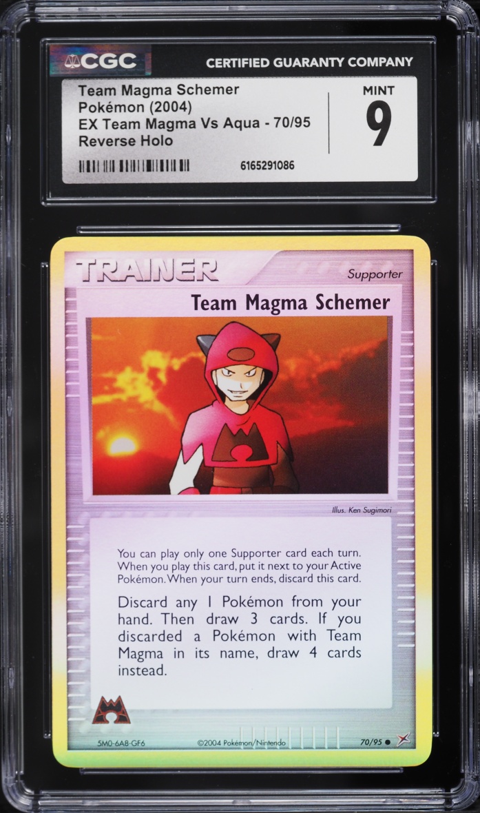 2004 Pokemon EX Team Magma Vs Aqua Reverse Holo Team Magma Schemer #70 CGC 9 MINT