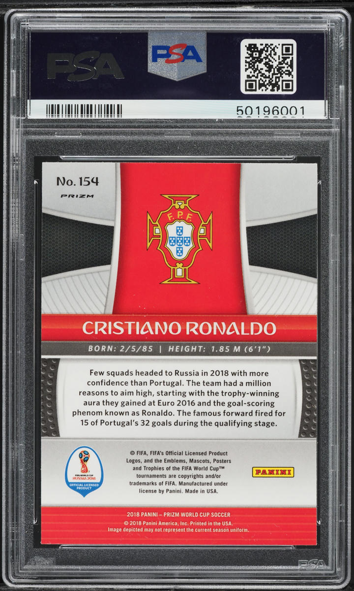 2018 Panini Prizm World Cup Hyper Cristiano Ronaldo #154 PSA 10 GEM MINT