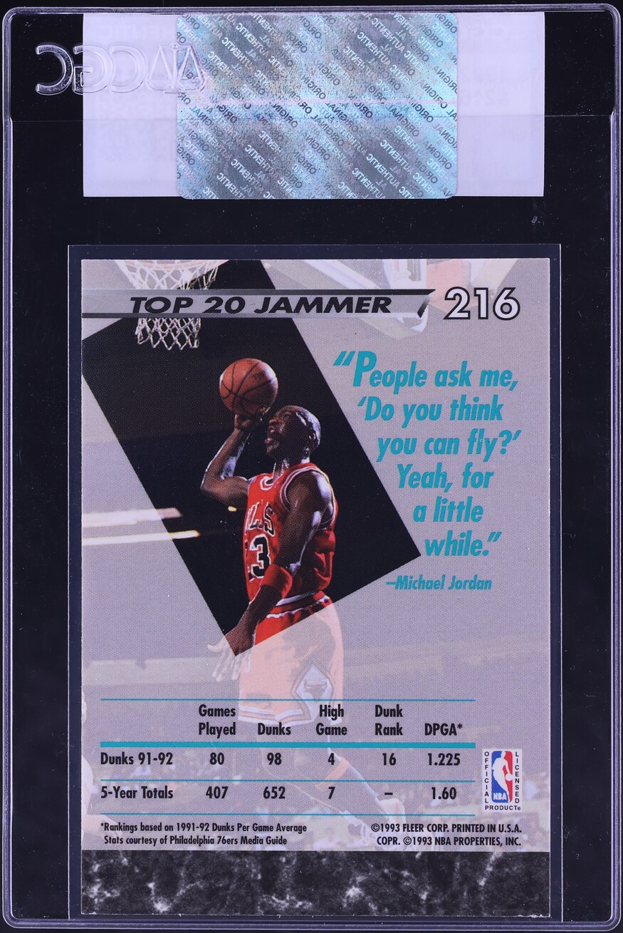 1992 Ultra Basketball Michael Jordan #216 CGC AUTH