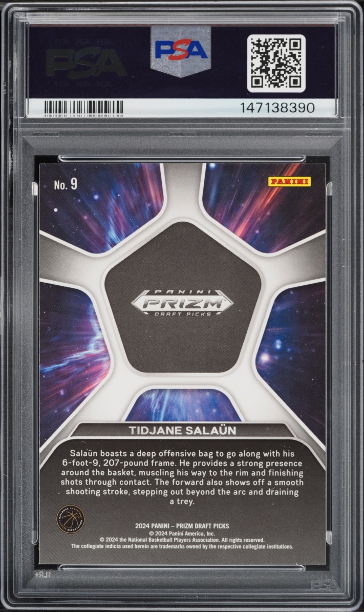 2024 Panini Prizm Draft Picks Deep Space Tidjane Salaun ROOKIE #9 PSA 10 GEM MINT