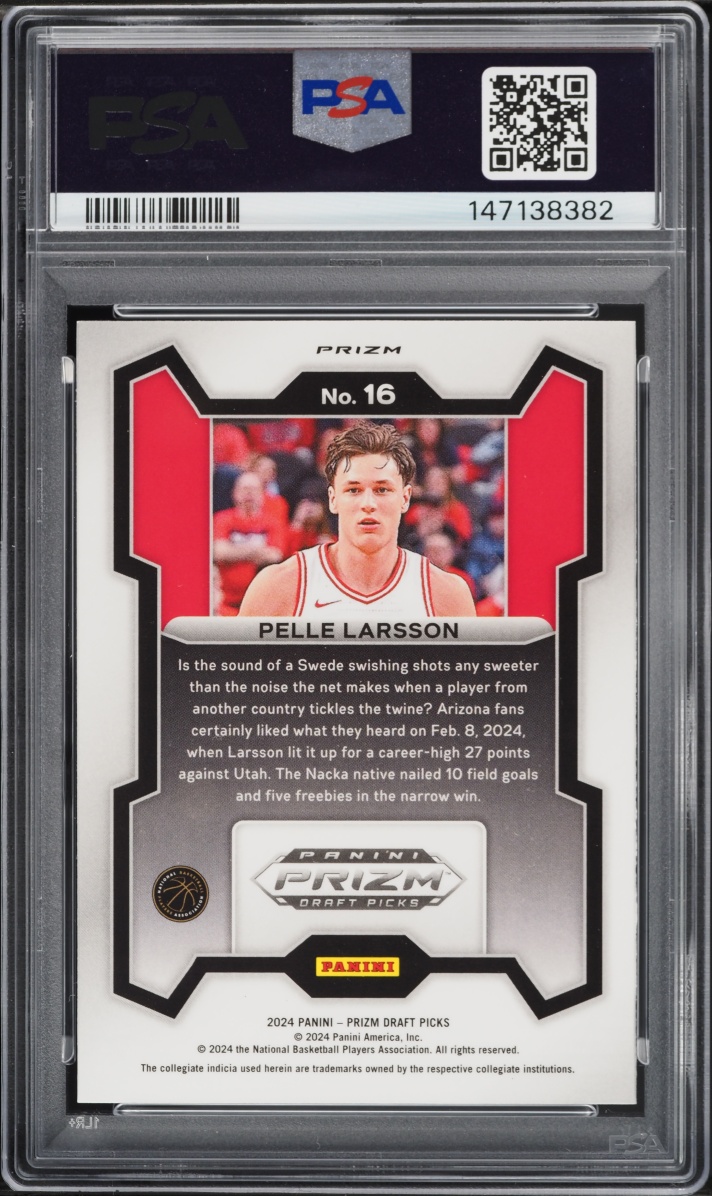 2024 Panini Prizm Draft Picks Red Ice Pelle Larsson ROOKIE #16 PSA 10 GEM MINT