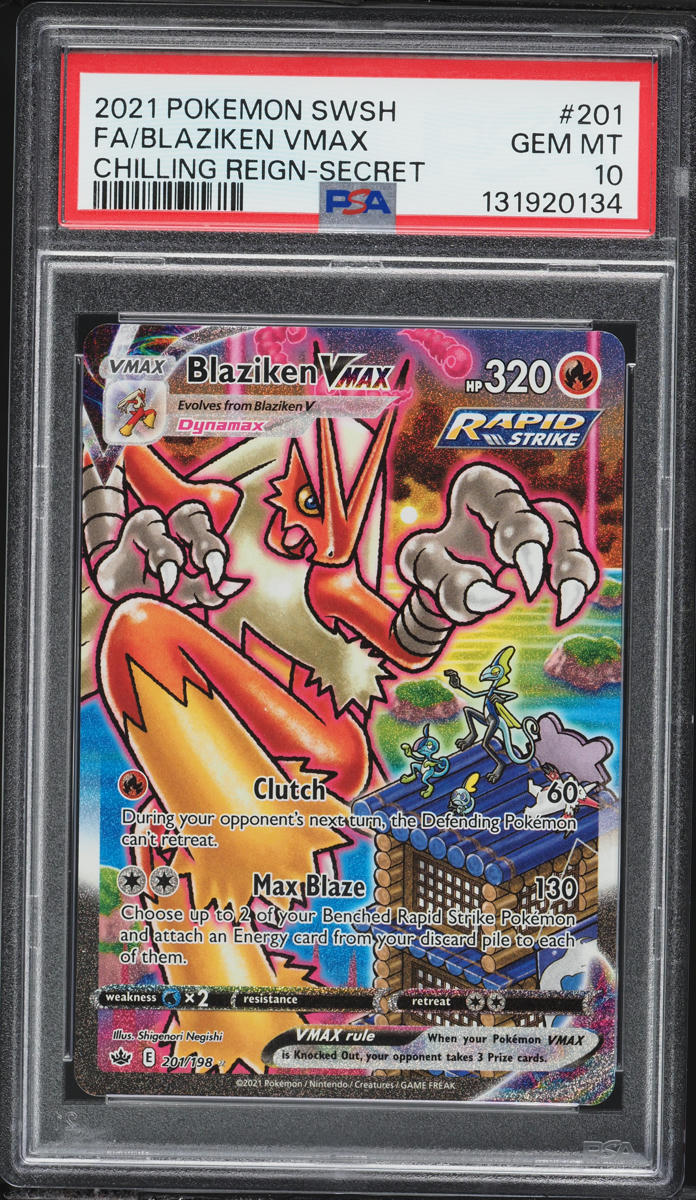 2021 Pokemon Sword & Shield Chilling Reign Full Art Blaziken VMAX #201 PSA 10 GEM MINT
