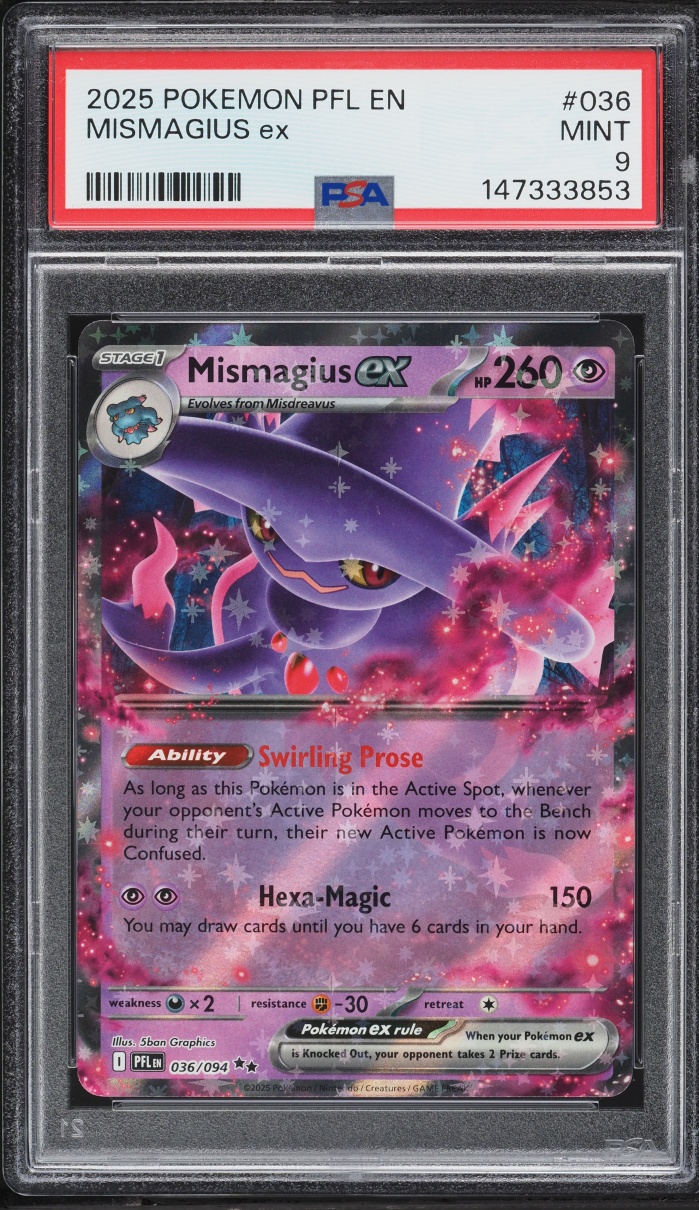 2025 Pokemon Mega Evolution Phantasmal Flames Mismagius ex #36 PSA 9 MINT