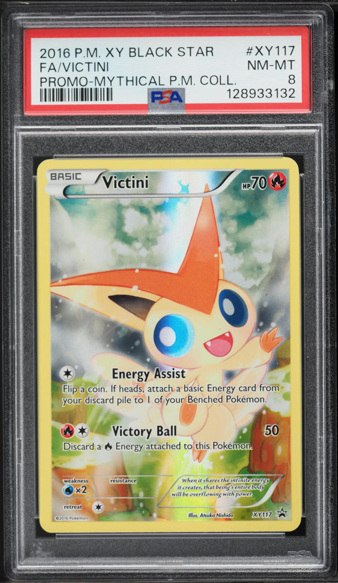 2016 Pokemon XY Black Star Promo Mythical Collection Full Art Victini #XY117 PSA 8 NM-MT