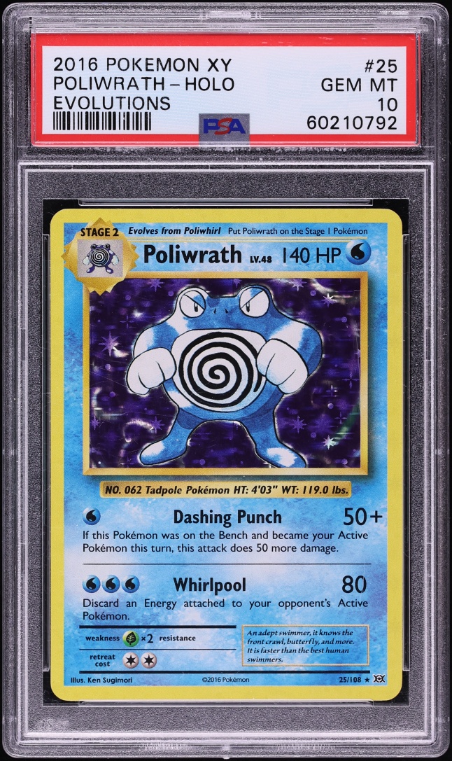 2016 Pokemon XY Evolutions Holo Poliwrath #25 PSA 10 GEM MINT