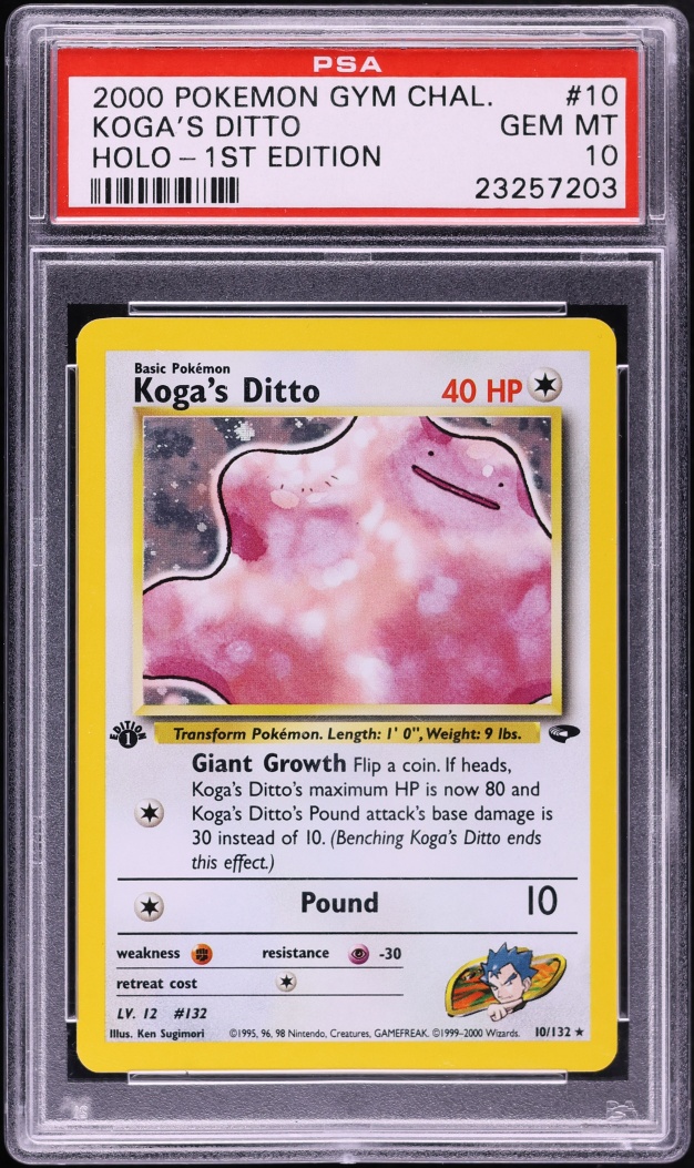2000 Pokemon Gym Challenge 1st Edition Holo Koga's Ditto #10 PSA 10 GEM MINT