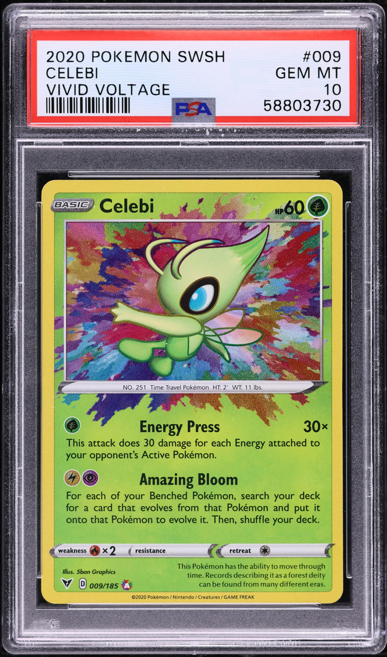 2020 Pokemon Sword & Shield Vivid Voltage Amazing Rare Celebi #9 PSA 10 ...
