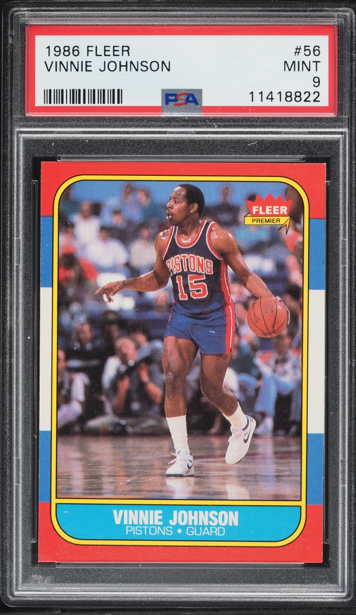 1986 Fleer Basketball Vinnie Johnson #56 PSA 9 MINT