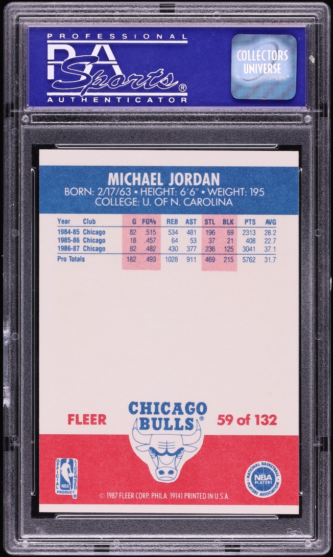 1987 Fleer Basketball Michael Jordan #59 PSA 9(oc) MINT