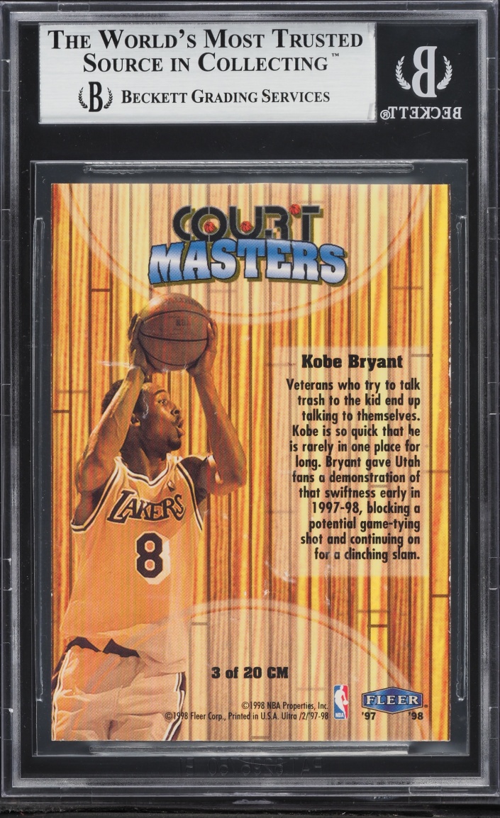 1997 Ultra Court Masters Kobe Bryant #CM3 BGS 9 MINT - Photo 2