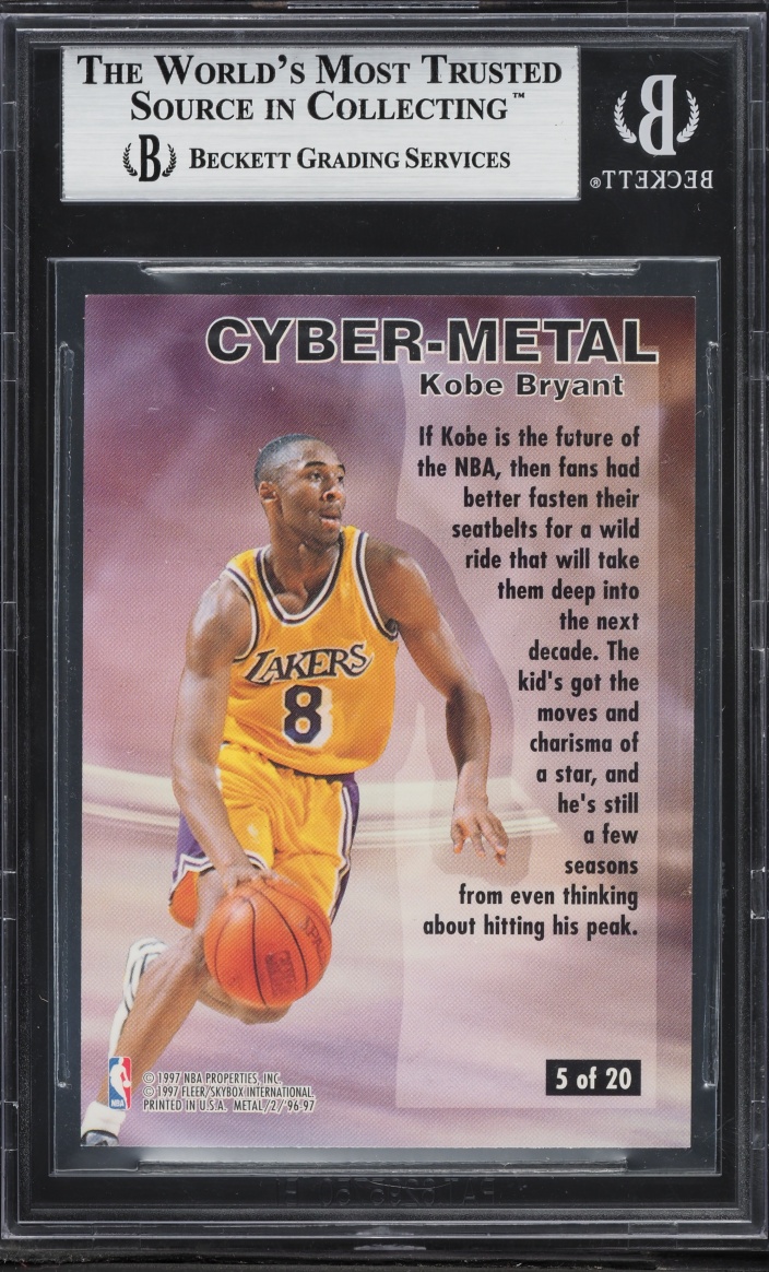 1996 Metal Cyber-Metal Wrong Back Error Kobe Bryant ROOKIE #5 BGS 9 MINT - Photo 2