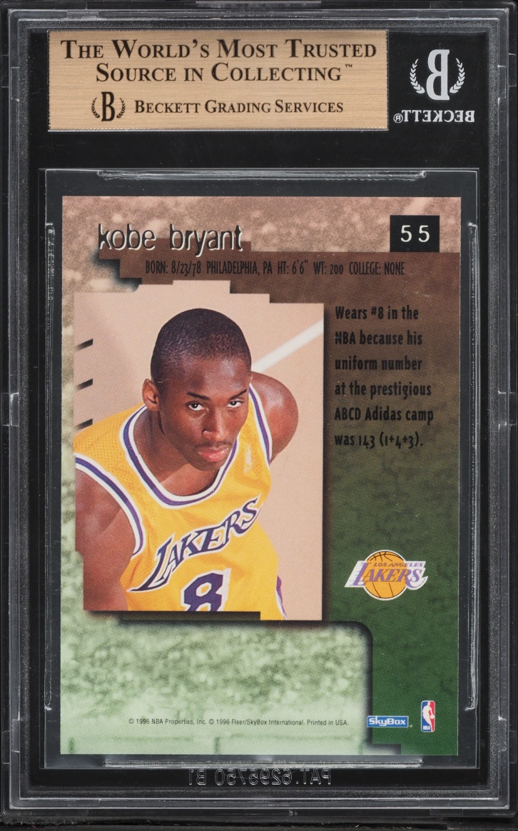 1996 Skybox Premium Kobe Bryant ROOKIE #55 BGS 9.5 GEM MINT - Photo 2
