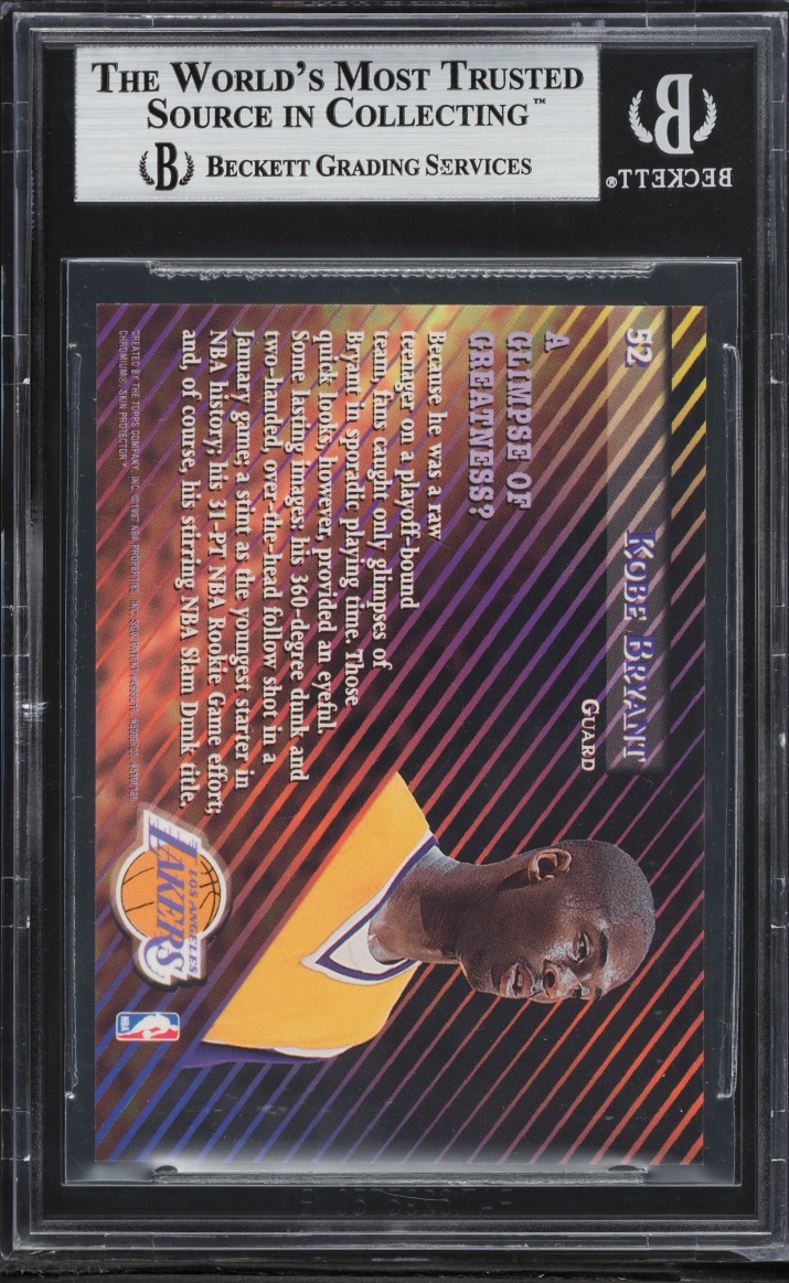 1996 Stadium Club Members Only Finest Kobe Bryant ROOKIE #52 BGS 9 MINT - Photo 2