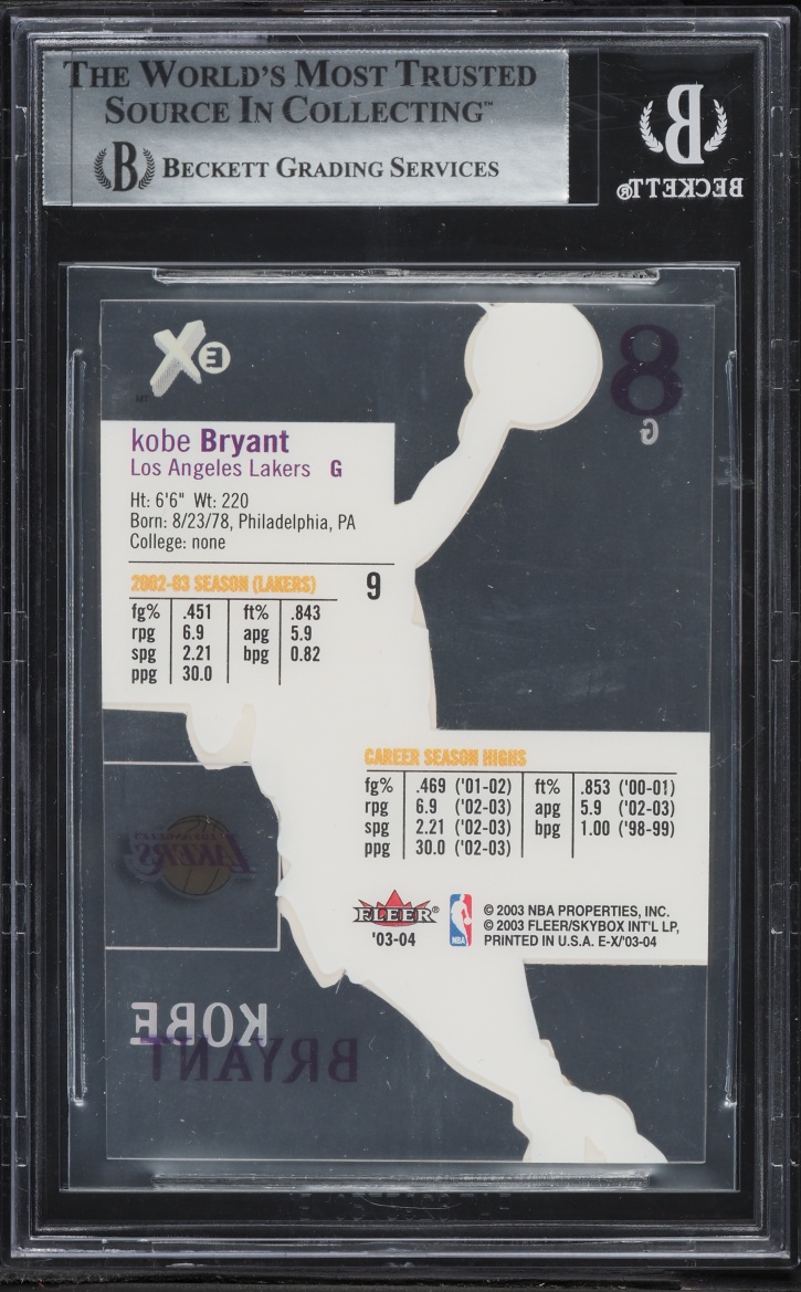 2003 Fleer E-X Kobe Bryant #9 BGS 9 MINT - Photo 2