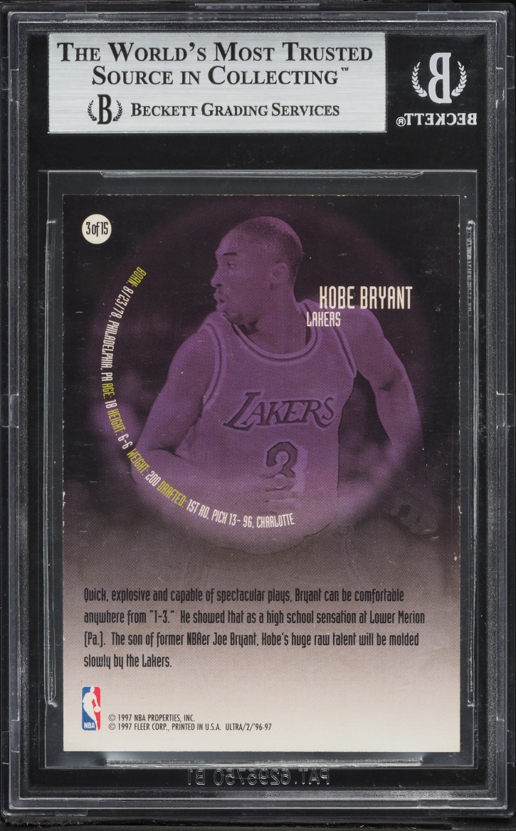 1996 Ultra All-Rookies Kobe Bryant ROOKIE #3 BGS 8.5 NM-MT+ - Photo 2
