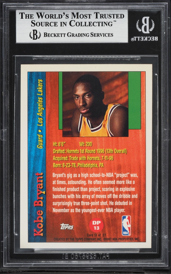1996 Topps Draft Redemption Kobe Bryant ROOKIE #13 BGS 8.5 NM-MT+ - Photo 2