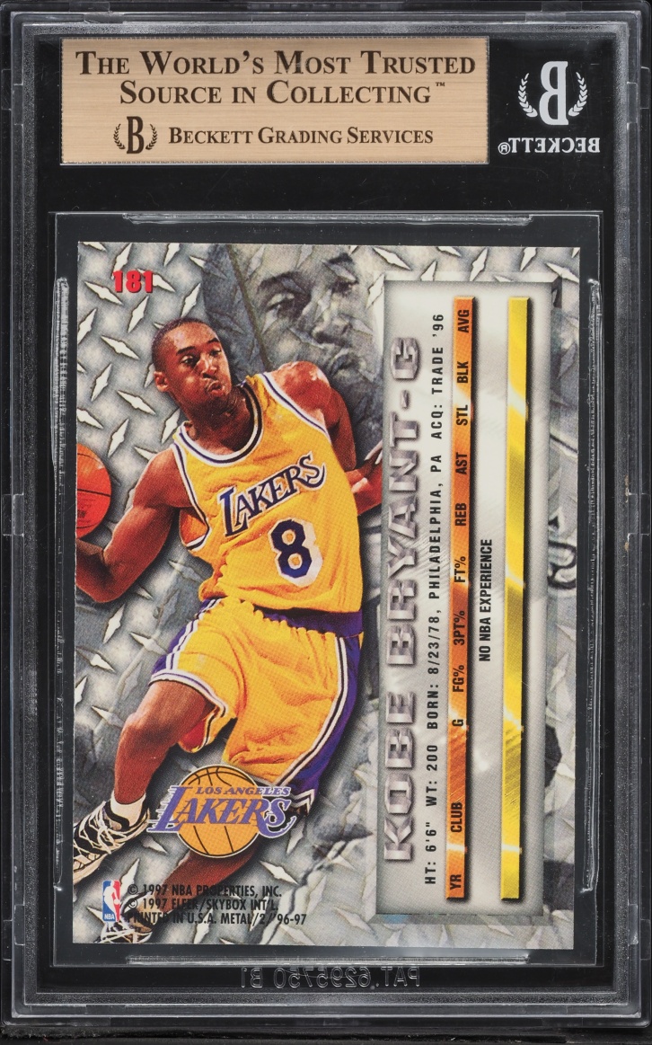 1996 Metal Basketball Kobe Bryant ROOKIE #181 BGS 9.5 GEM MINT - Photo 2