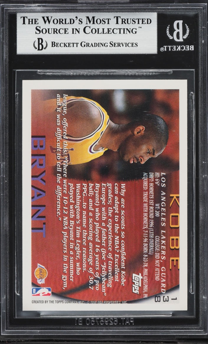 1996 Topps NBA 50th Kobe Bryant ROOKIE #138 BGS 8.5 NM-MT+ - Photo 2