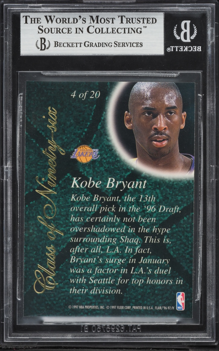 1996 Flair Showcase Class Of '96 Kobe Bryant ROOKIE #4 BGS 9 MINT - Photo 2