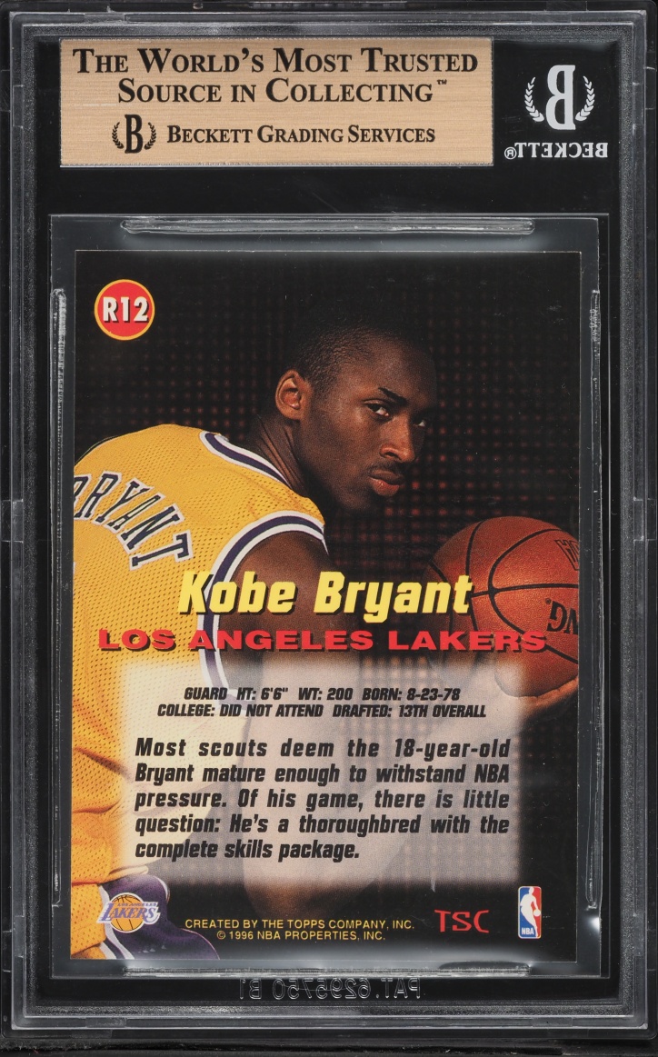 1996 Stadium Club Rookies 1 Kobe Bryant ROOKIE #R12 BGS 9.5 GEM MINT - Photo 2